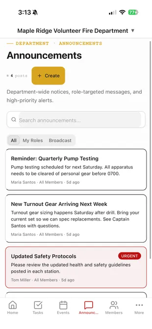 Announcements with high-priority alerts